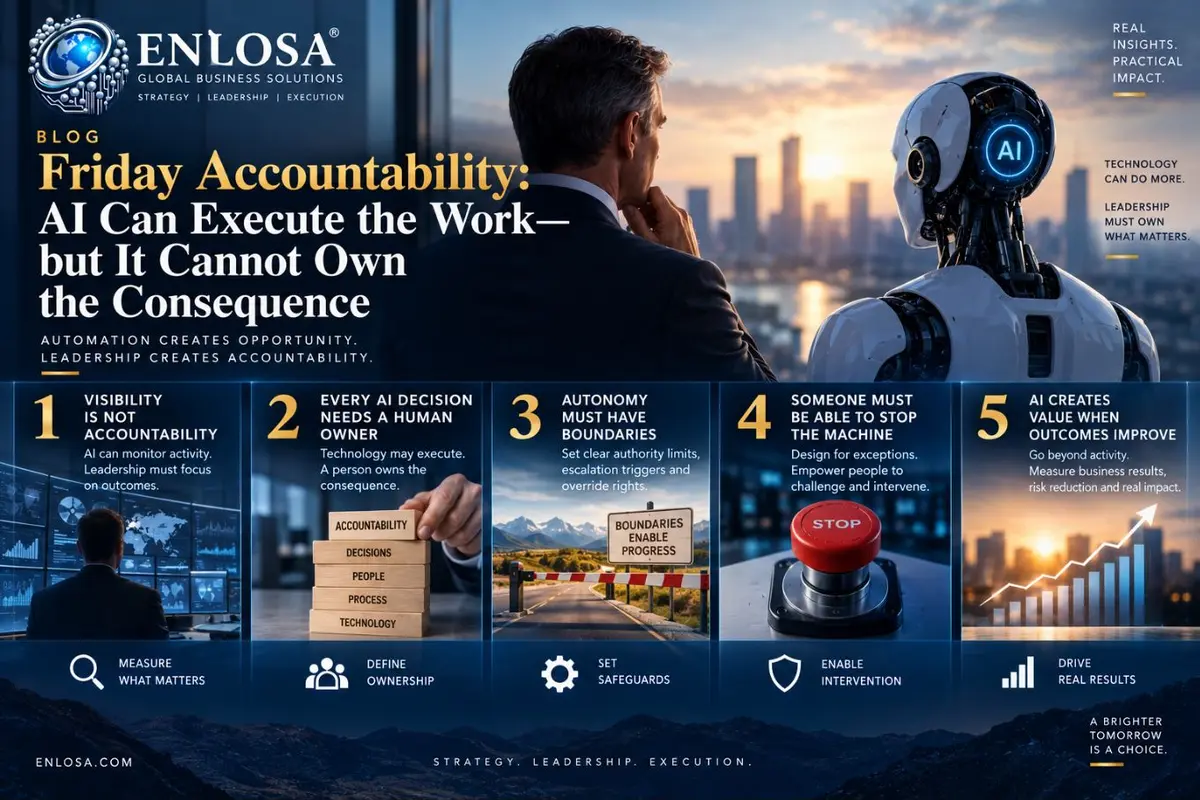 Friday Accountability: AI Can Execute the Work—but It Cannot Own the Consequence