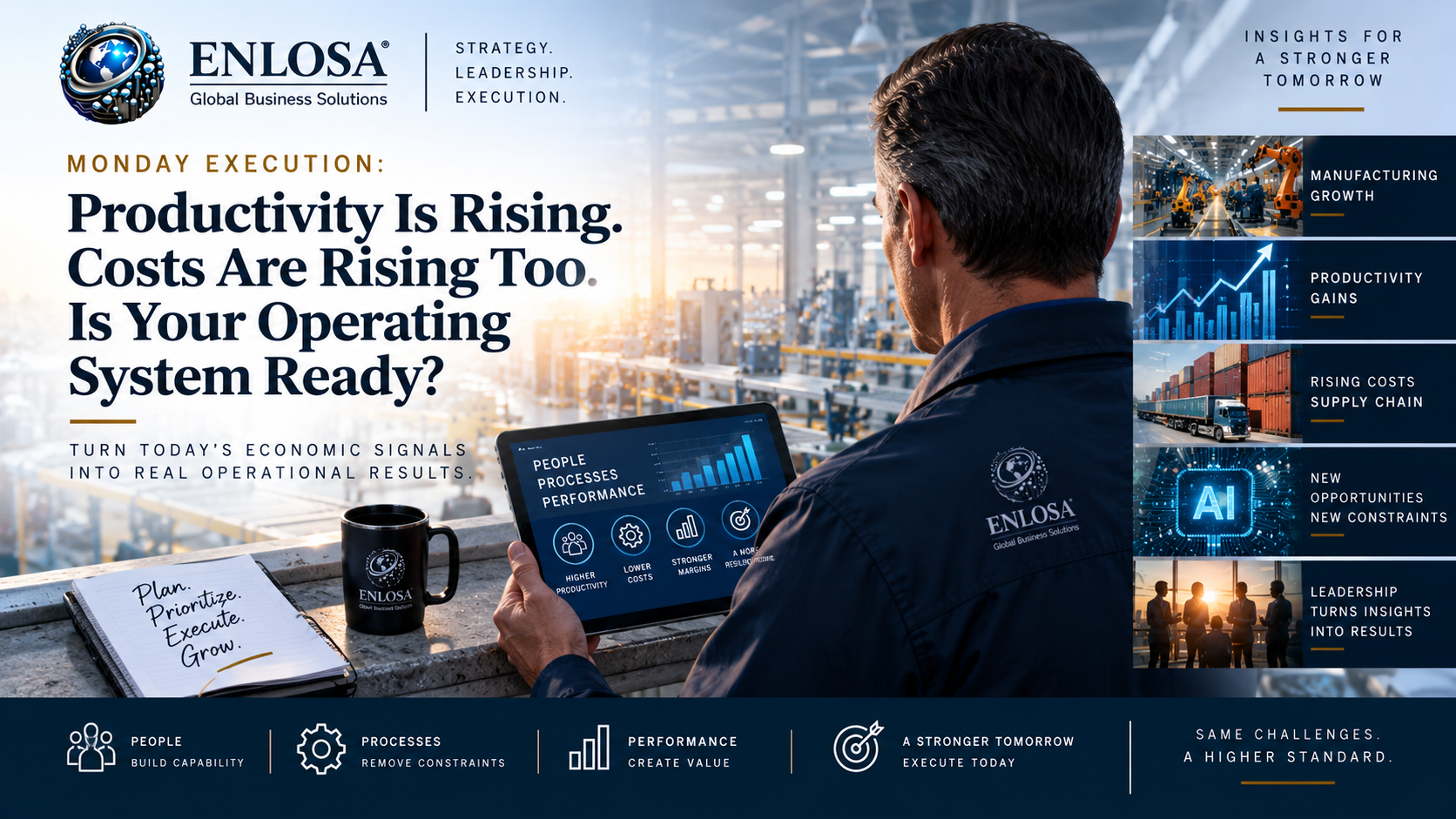 Featured visual for Monday Execution: Productivity Is Rising. Costs Are Rising Too. Is Your Operating System Ready?